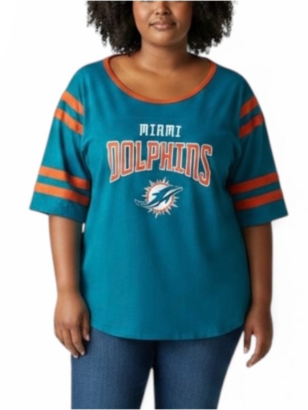 Miami Dolphins Logo NFL 100% Cotton Jersey Shirt 🏈 Football 🏈 4X Blue & Orange